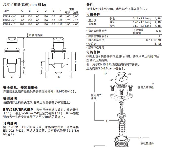 斯派莎克BRV2S减压阀